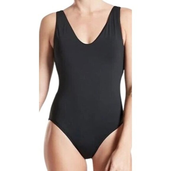 Athleta Other - Athleta Black V-Neck One-Piece Swimsuit Size Tall Large